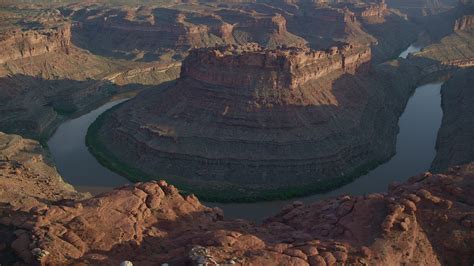 5 5k stock footage aerial video circle the loop east part of meander canyon and colorado river