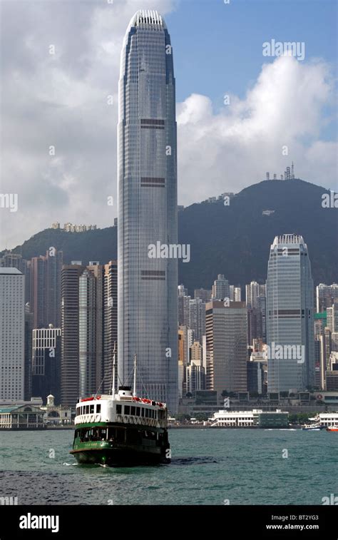 Star Ferry Crossing Victoria Harbourhong Konc Tower In Background