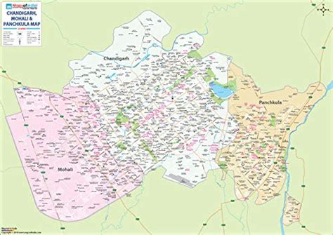 Maps Of India Chandigarh Mohali Panchkula City Map 48w X 34h 2019