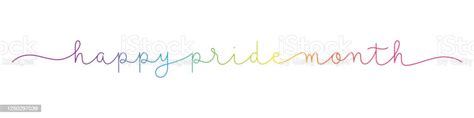 happy pride month rainbow monoline calligraphy banner stock illustration download image now