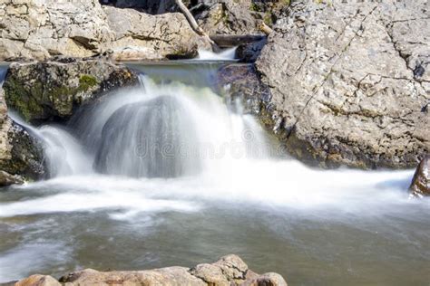 Beautiful Waterfall On Small Forest River Quick Stock Image Image Of