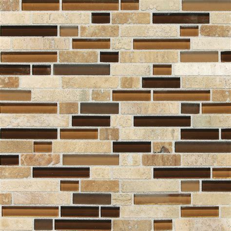 Large format tile offers continuity in design. Daltile Stone Radiance Caramel Travertino 11-3/4 in. x 12 ...