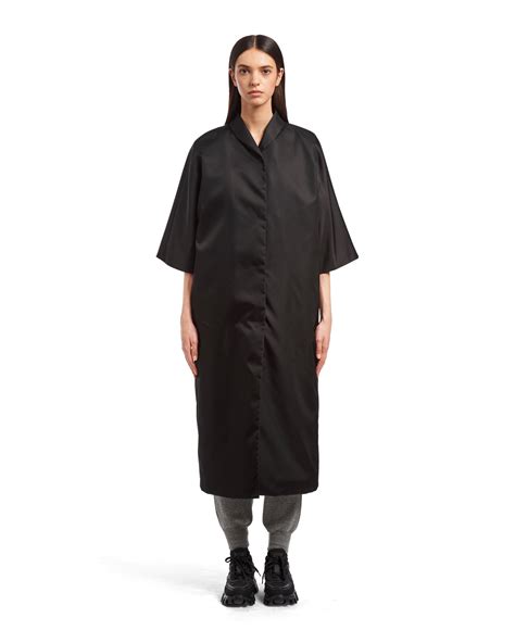 Re Nylon Gabardine Raincoat Blackblack Prada Womens Outerwear