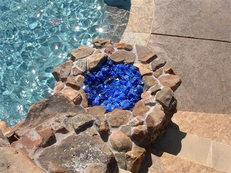 Fire Accents With Moss Boulders Blue Glass Rock Accents