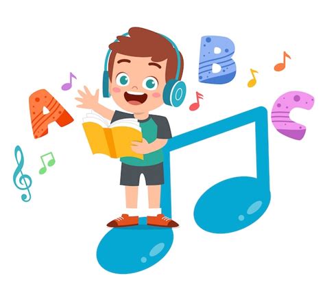 Premium Vector Happy Kid Reads Books And Listens To Music