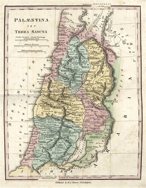 Map Of Ancient Palestine 19th Century Stock Image C0291319