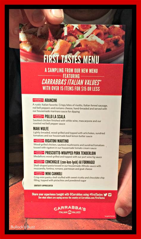 Carrabbas New Menu Italian Values Over 15 New Items For 15 Or Less
