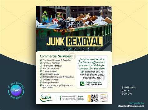 Junk Removal Service Flyer Canva Bundle Template Graphic Reserve