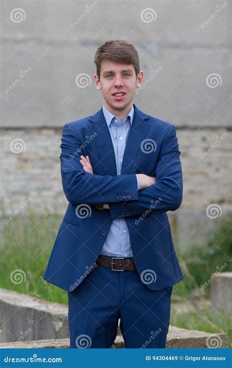 Young Male Business Teenager In Blue Suit Stock Image Image Of Calm
