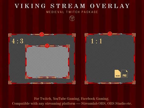 Viking Twitch Overlay Red Celtic Panels Chat Animated Borders