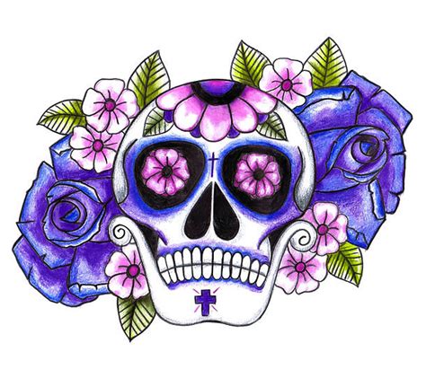 Purple Sugar Skull Tattoo Design