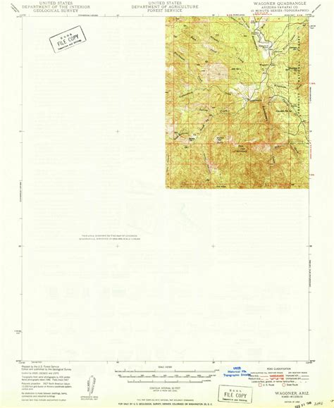 Wagoner Arizona 1950 1950 Usgs Old Topo Map Reprint 15x15 Az Quad
