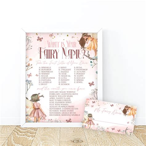 Fairy Board Name Fairy Name Card What Is Your Fairy Name Etsy