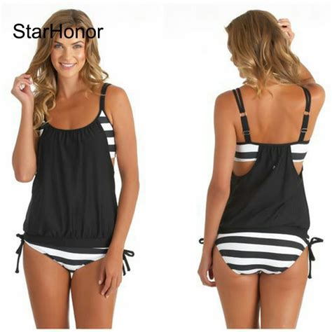Cheap Price Starhonor Woman Striped Beach Swimsuit Bandage Patchwork One Piece Bikinis Set Push
