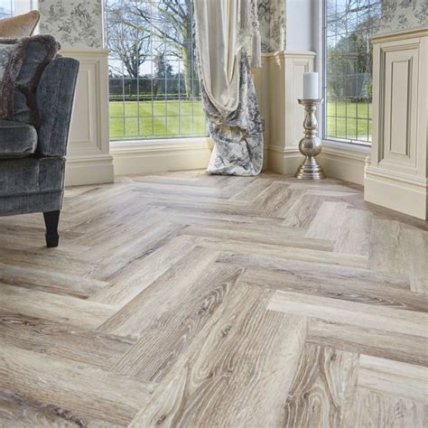 Signature Select Parquet Herringbone Luxury Vinyl Flooring Meadow Oak