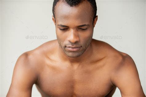 Man Day Dreaming Handsome Young Muscular Man Looking Down While