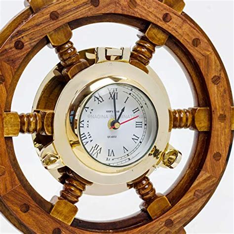 Nagina International Nautical Porthole Clock Ship Wheel Roman