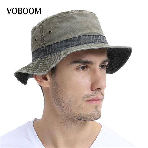 Voboom Summer Bucket Hats Men Fishing Hat Light Cotton Panama Sun