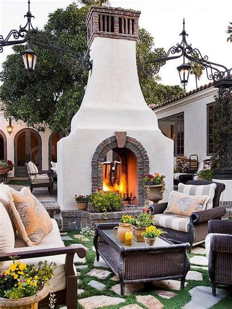 Gorgeous Outdoor Fireplace Spanish Revival Outdoor Fireplace Outdoor