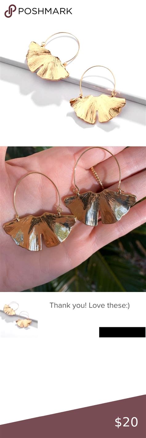 New Anthropologie Gold Ginkgo Leaf Earrings Leaf Earrings