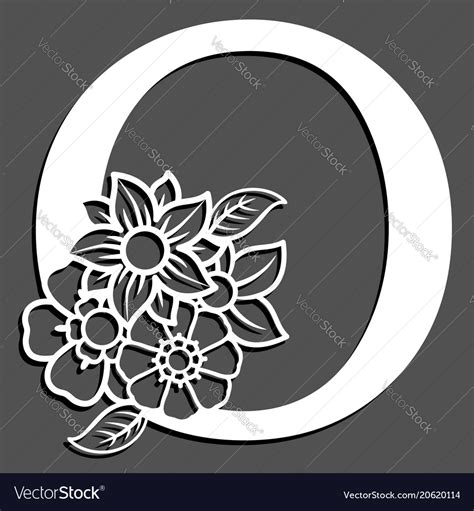 Letter Silhouette With Flowers O Royalty Free Vector Image