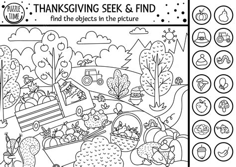Premium Vector Vector Black And White Thanksgiving Searching Game Or