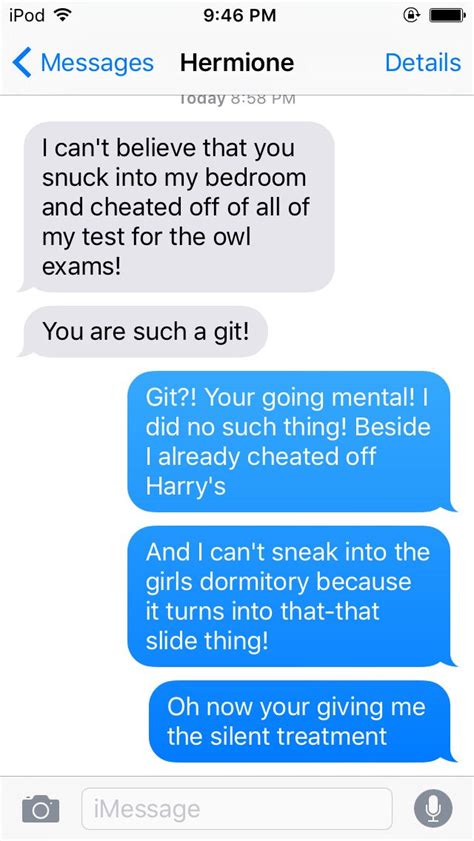 If Harry Potter Characters Texted Ron And Hermione Haha Harry