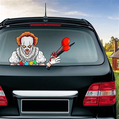 Clown Pattern Horror Series Car Rear Windshield Window Wiper Self