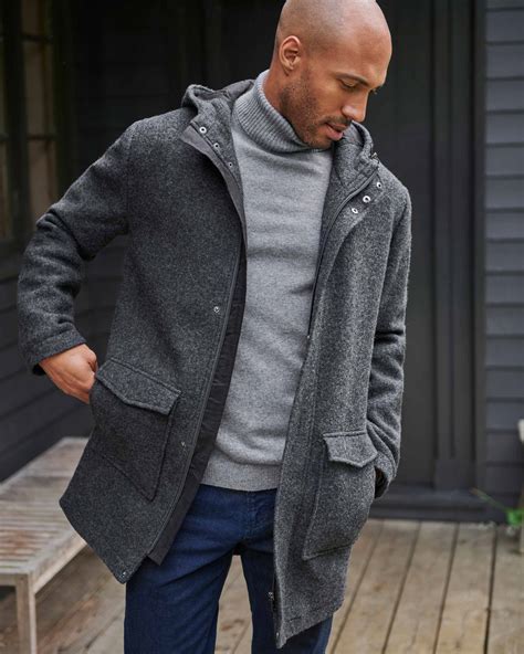 Charcoal Boiled Wool Hooded Coat Woolovers Au