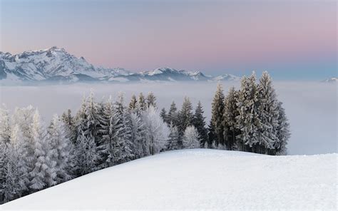 Mountains Winter Landscape Snow Wallpaper 2880x1800