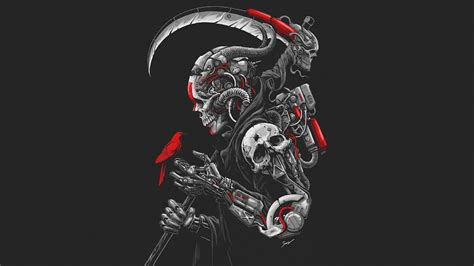 Sci Fi Skull Cyborg Warrior Scythe 4k 85 Wallpaper
