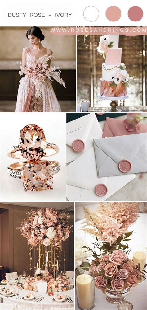 Top Dusty Rose Wedding Color Palettes For Rose Gold White