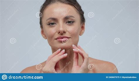 Beauty Portrait Of Young Woman With Smooth Healthy Skin She Gently