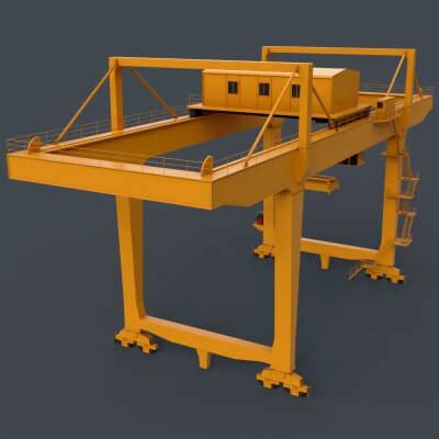 Rail Mounted Gantry Crane RMG V2 Yellow Dark 3D Model By PBR Cool