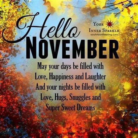 Lots Of Hugs Hello November November Quotes New Month Wishes