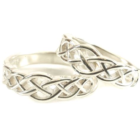 Celtic Knot Wedding Band Set 925 Sterling Silver Wedding Ring