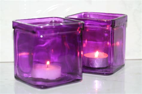 6 Purple Candle Holders Purple Vase Lilac Vase Lilac Candle