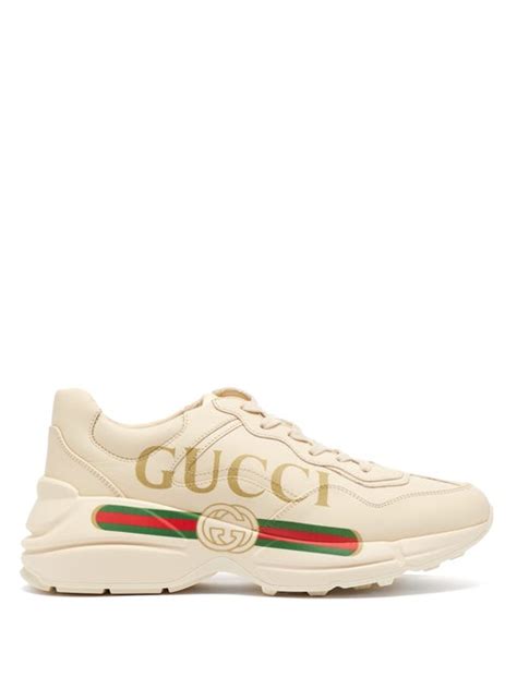 Rhyton Logo Leather Low Top Trainers Gucci Matchesfashion Uk