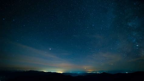 The Starry Sky Above Mountains Evening Night Time Stock Video Footage