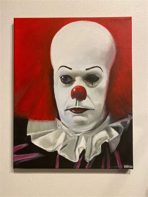 Pennywise It 1990 Acrylic On Canvas Halloween Canvas Paintings