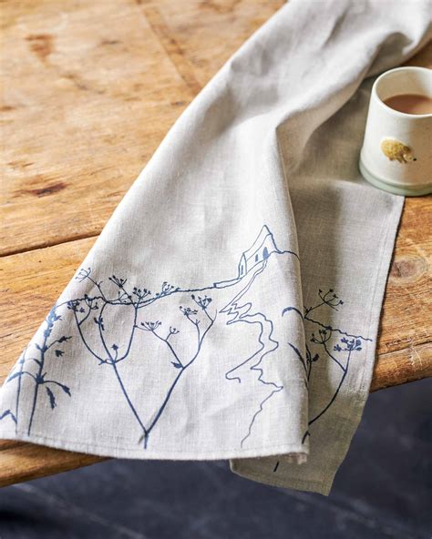 Natural Linen Printed Tea Towel Woolovers Uk