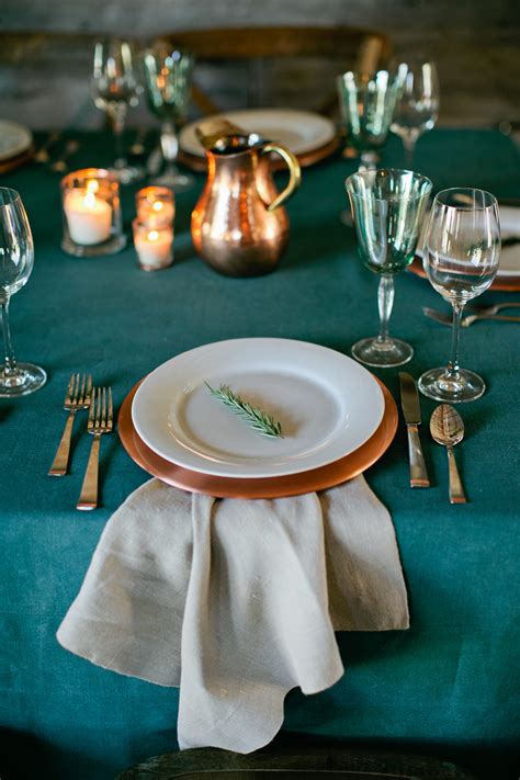 Rustic Teal And Copper Table Setting Elizabeth Anne Designs The