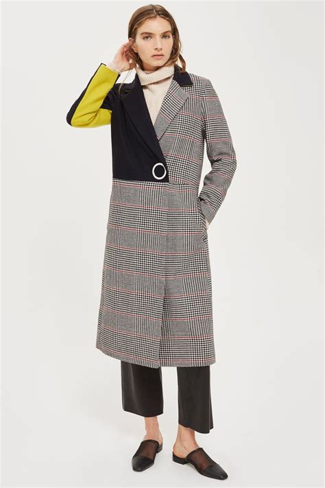 Topshop Checked Colorblock Coat Plaid Coats For Fall 2017 Popsugar