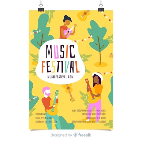 Free Vector Hand Drawn Music Festival Poster Template