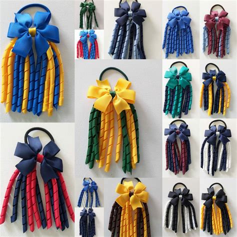 School Korker Bow Hair Tie Accessory Ponytail Elastic Curly Ribbon Ties