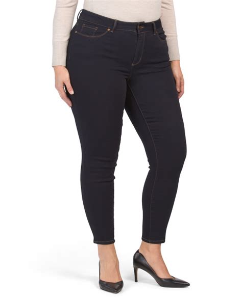 Plus Muffin Top Eliminator Recycled Denim Skinny Jeans Plus Size
