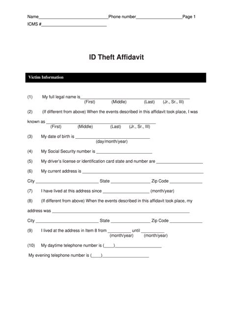 Id Theft Affidavit 2020 2022 Fill And Sign Printable Template Online