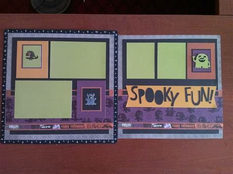 Two Scrapbook Pages With Halloween Images On Them And The Words Spooky Fun