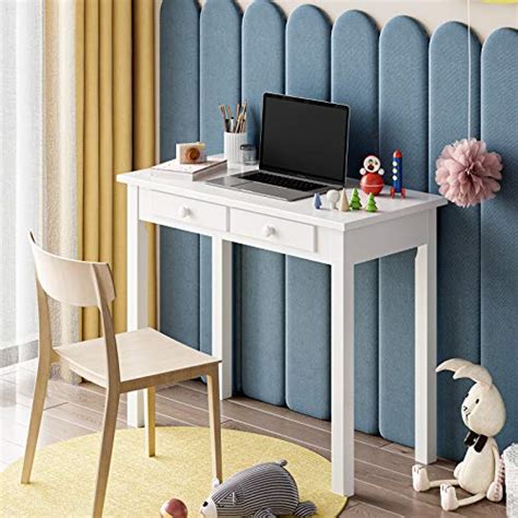 Adorneve 315 Inch Small White Desk With Hutch Kids Writing Desk With