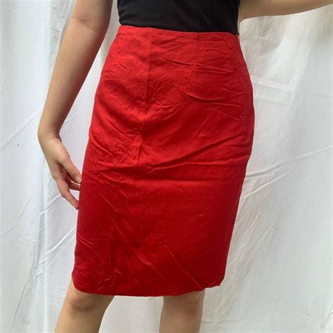 Made In Korea Rok Merah Tua Maroon Formal Bahan Midi Skirt Basic Bawahan Kantor Office Korean